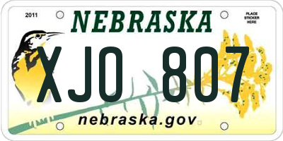 NE license plate XJO807