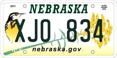 NE license plate XJO834
