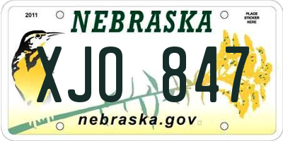 NE license plate XJO847