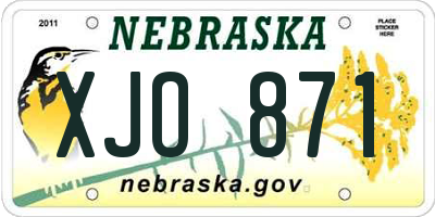 NE license plate XJO871
