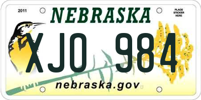 NE license plate XJO984