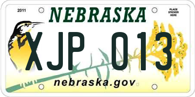 NE license plate XJP013