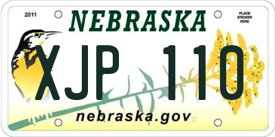 NE license plate XJP110