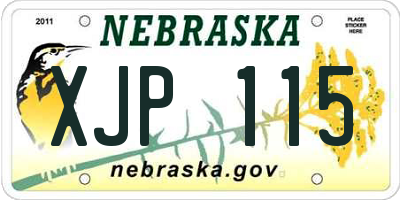 NE license plate XJP115