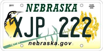 NE license plate XJP222