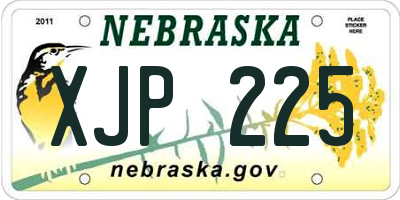 NE license plate XJP225