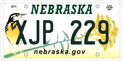 NE license plate XJP229