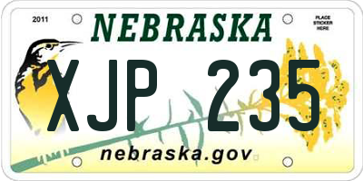 NE license plate XJP235