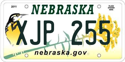 NE license plate XJP255