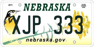 NE license plate XJP333