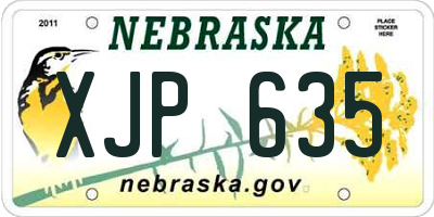 NE license plate XJP635