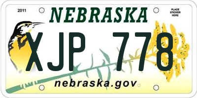 NE license plate XJP778