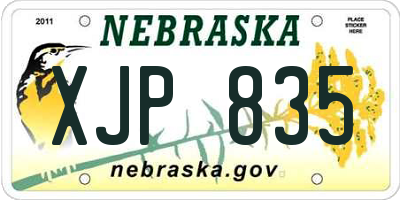NE license plate XJP835
