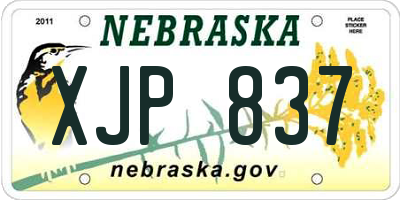 NE license plate XJP837