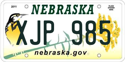 NE license plate XJP985