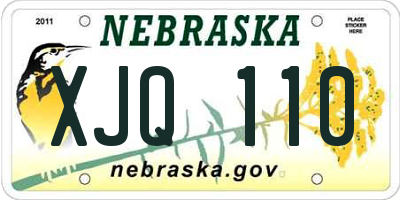 NE license plate XJQ110