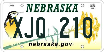 NE license plate XJQ210
