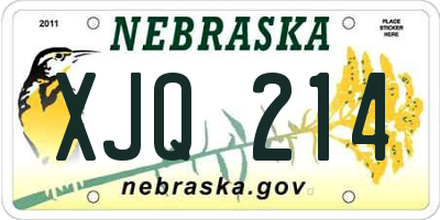 NE license plate XJQ214