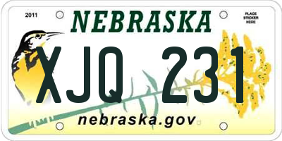 NE license plate XJQ231