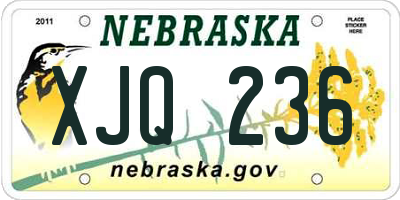 NE license plate XJQ236
