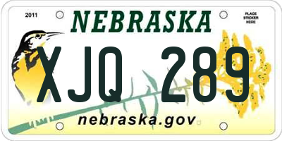 NE license plate XJQ289