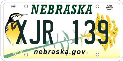 NE license plate XJR139