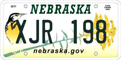 NE license plate XJR198