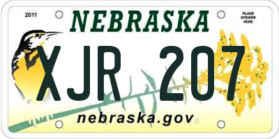 NE license plate XJR207