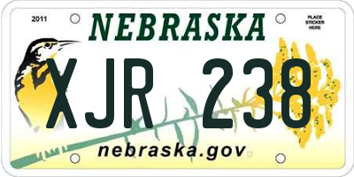 NE license plate XJR238