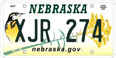 NE license plate XJR274