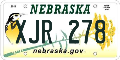 NE license plate XJR278