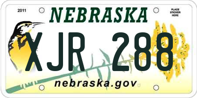 NE license plate XJR288
