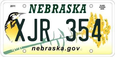 NE license plate XJR354