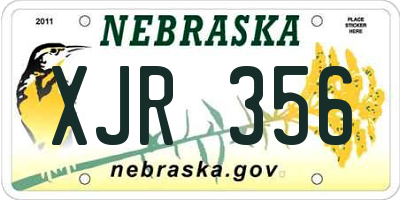 NE license plate XJR356