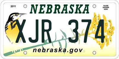 NE license plate XJR374