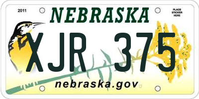 NE license plate XJR375