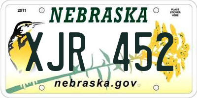 NE license plate XJR452