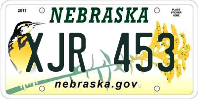 NE license plate XJR453