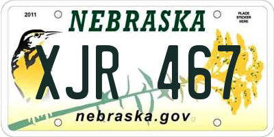 NE license plate XJR467