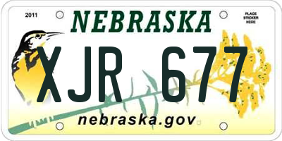 NE license plate XJR677
