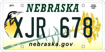 NE license plate XJR678