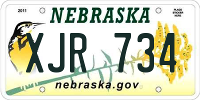 NE license plate XJR734