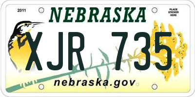 NE license plate XJR735