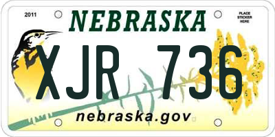 NE license plate XJR736