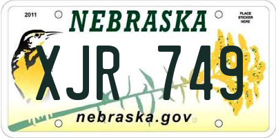 NE license plate XJR749