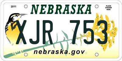 NE license plate XJR753