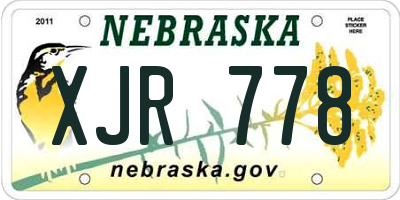 NE license plate XJR778