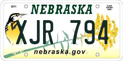 NE license plate XJR794
