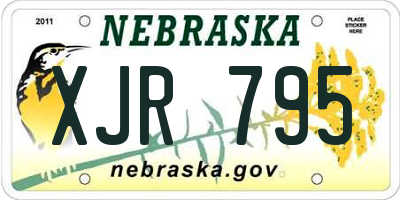 NE license plate XJR795
