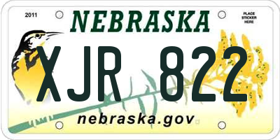 NE license plate XJR822